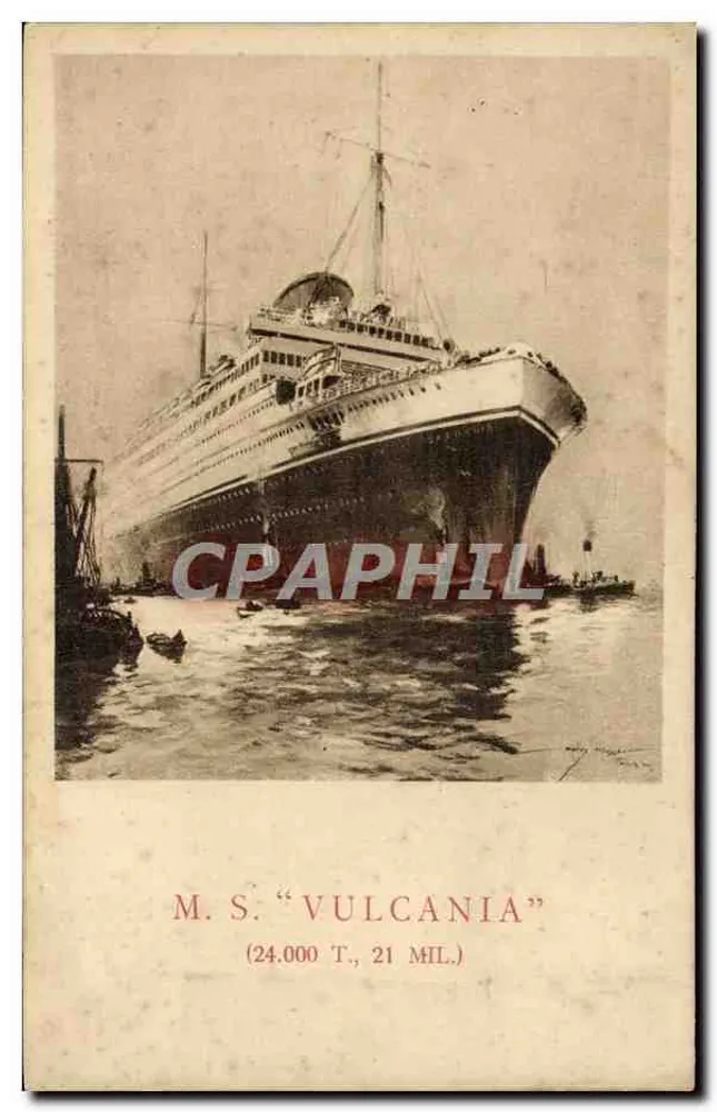 M.S. "Vulcania" — cruzeiro — editor A. Rezzoli & C. Milão - Frente