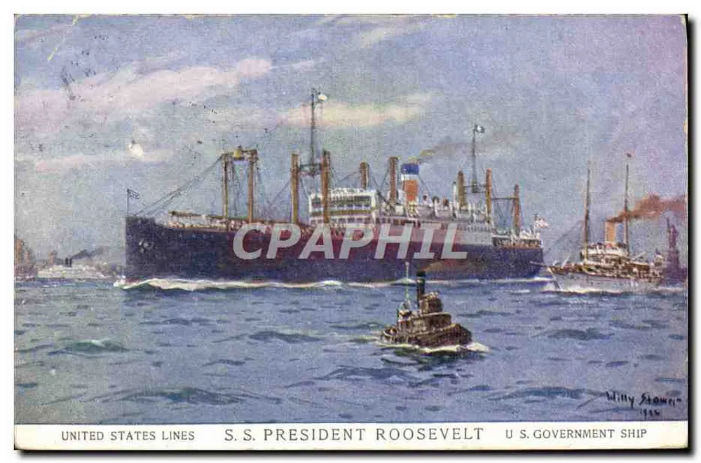 S.S. President Roosevelt — United States Lines — Willy Stower 1924 - Vorderseite