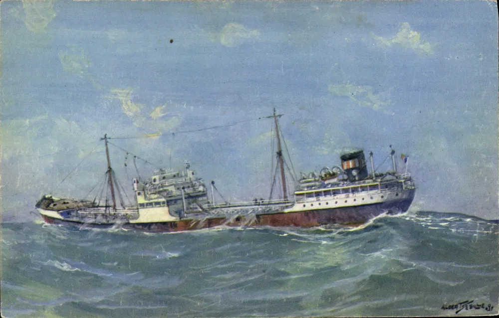 Navio a vela e a vapor — desenho de A. Sebille — Comitê Nacional da Criança - Frente