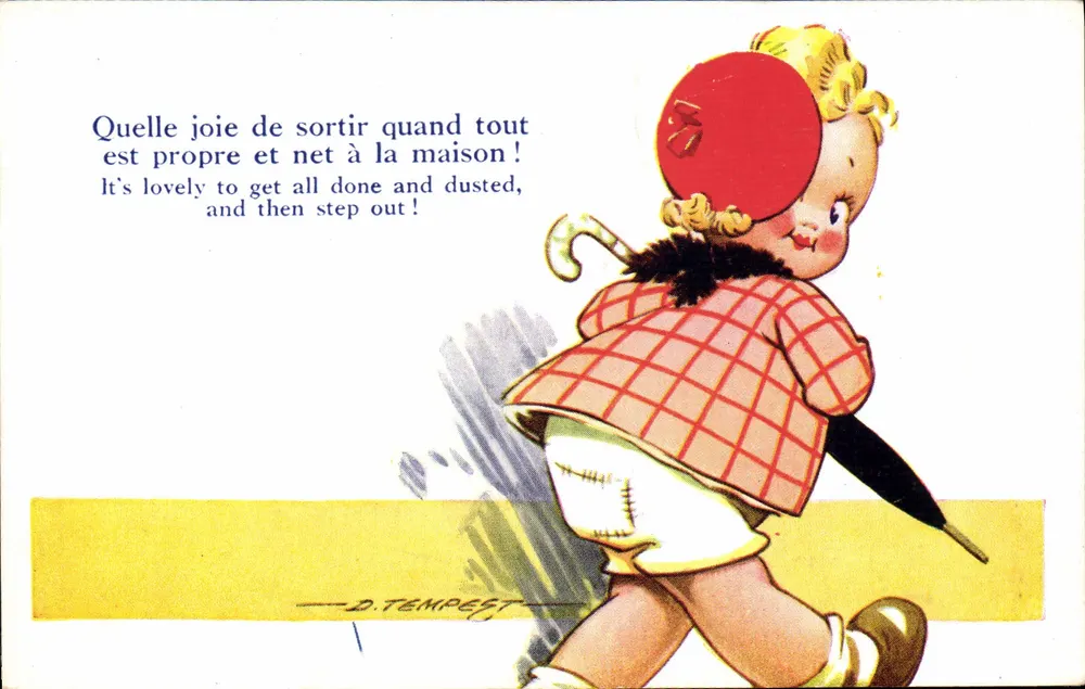 Kind mit Regenschirm — D. Tempest — In England gedruckt, Nr. 516 - Vorderseite