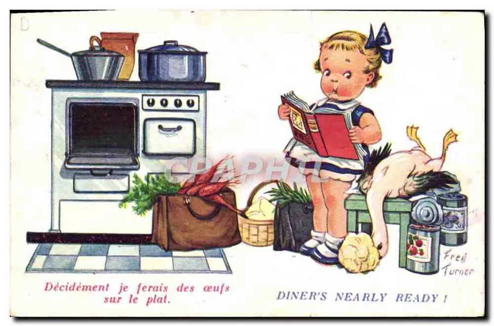 Kleine Mädchen, das ein Buch in der Küche liest — Fred Turner — Baby Series - Vorderseite