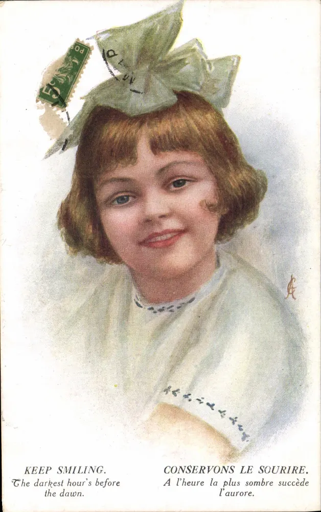 Lächelnde Mädchen — Ein Wort der Ermutigung — Inter Art Co. Florence House, London, S.W. n°2077 - Vorderseite