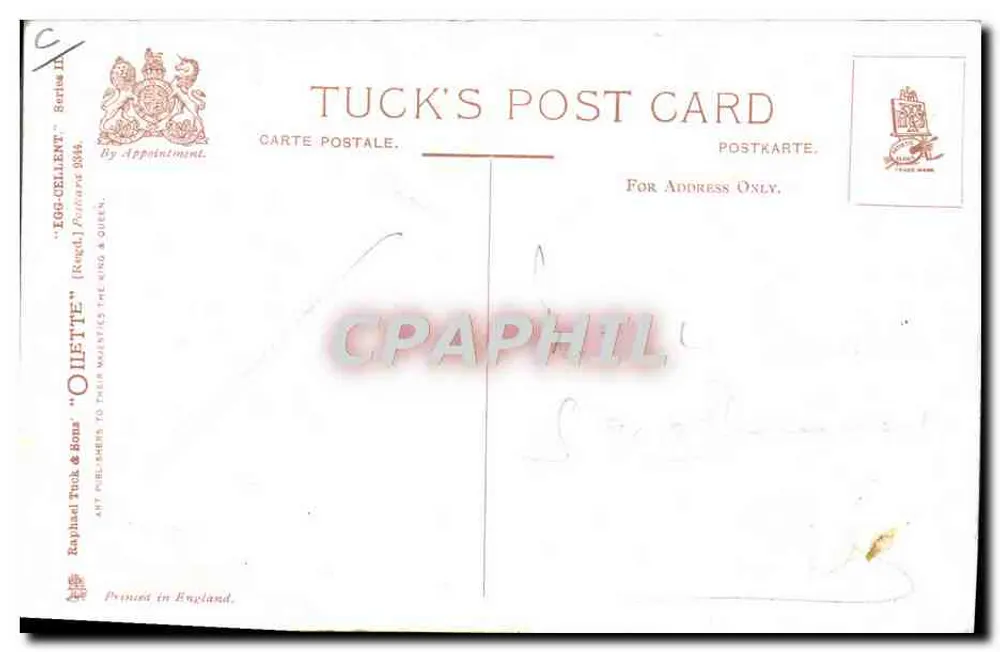 An Egg-cellent Menu — Tuck's Post Card, Serie II, Nr. 9336 - Rückseite