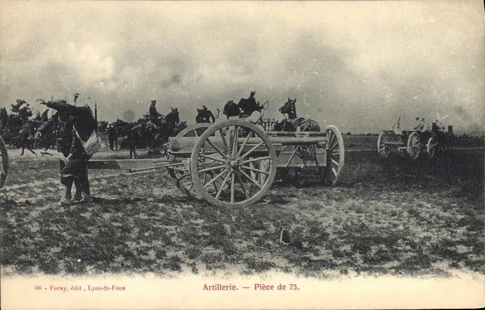 Artilharia — Peça de 75 — Foray, editor, Lyon-St-Fons - Frente