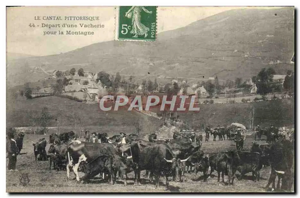 Der pittoreske Cantal — Abreise einer Viehtrieb zur Berge — Serie 44 - Vorderseite