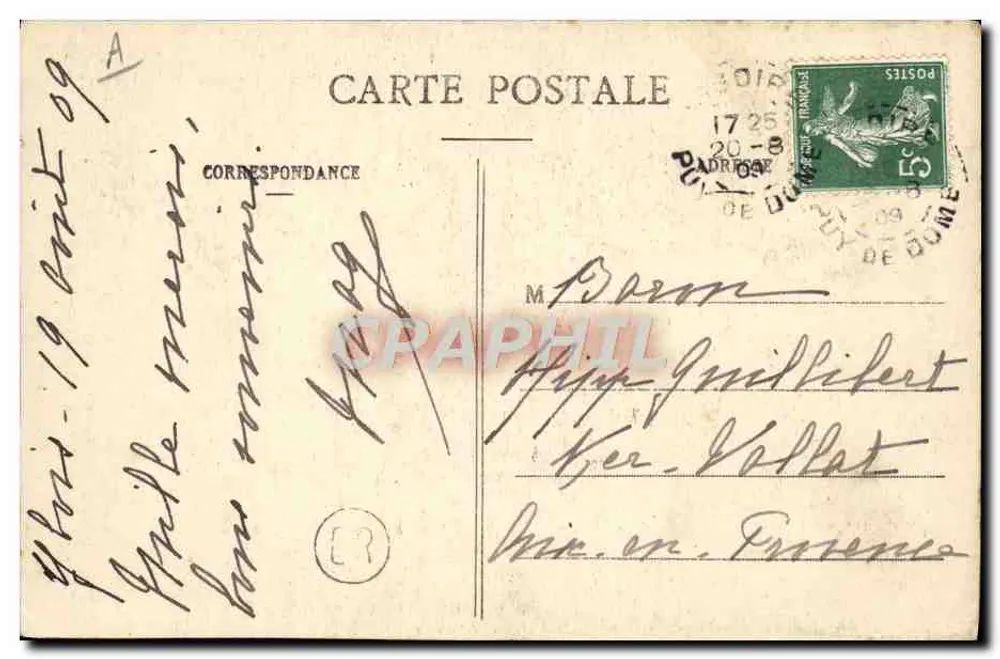 Bäuerin aus Issoire, die aus den Feldern kommt — Auvergne, Verlag A. Vessey, n° 16 - Rückseite