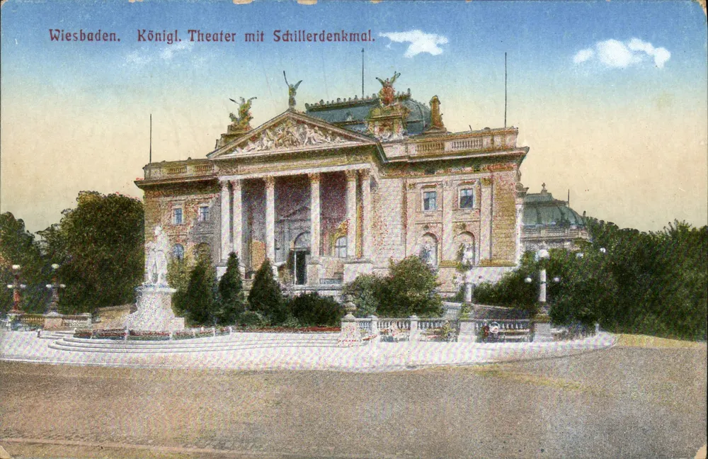Wiesbaden. Königliches Theater mit Schiller-Denkmal — Verlag H. H. Nord, Wiesbaden, Nr. 7 - Vorderseite