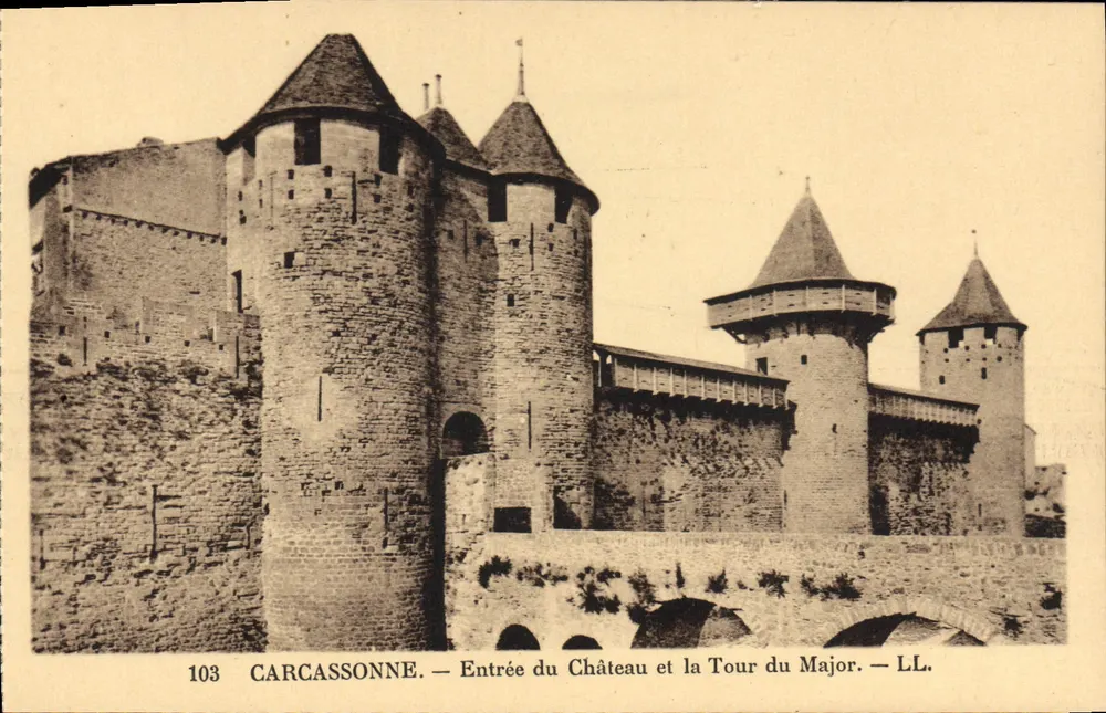 Carcassonne — Eingang zum Schloss und Turm des Majors — LL. — Nr. 103 - Vorderseite