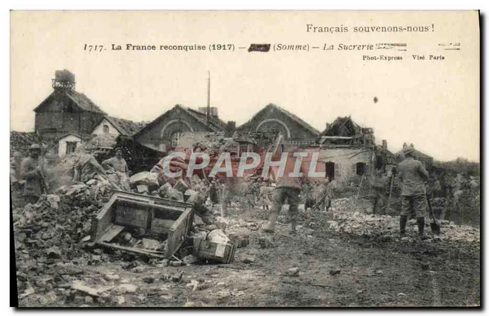 A Açúcaria (Somme) — Ruínas após a guerra — Phot-Express, Visé Paris - Frente