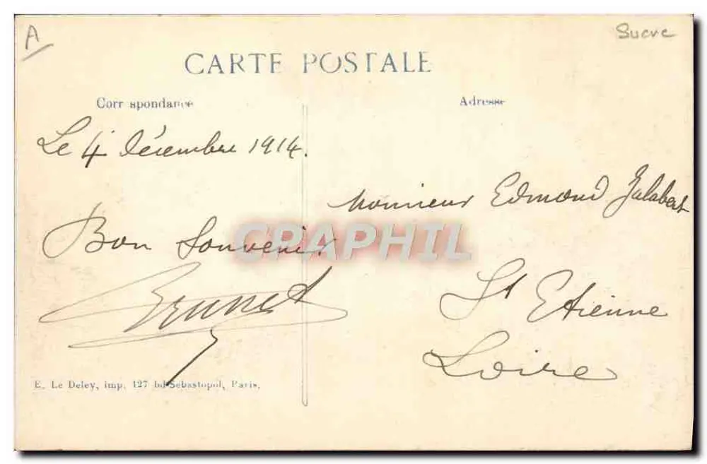 Sermaize — Açúcararia destruída — E. Le Deley, editora 127 av. Sebastopol, Paris - Verso