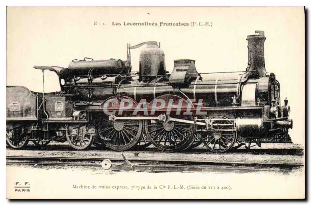 Locomotiva expressa — 3º tipo da Cia P.L.M. — F. F. Paris - Frente