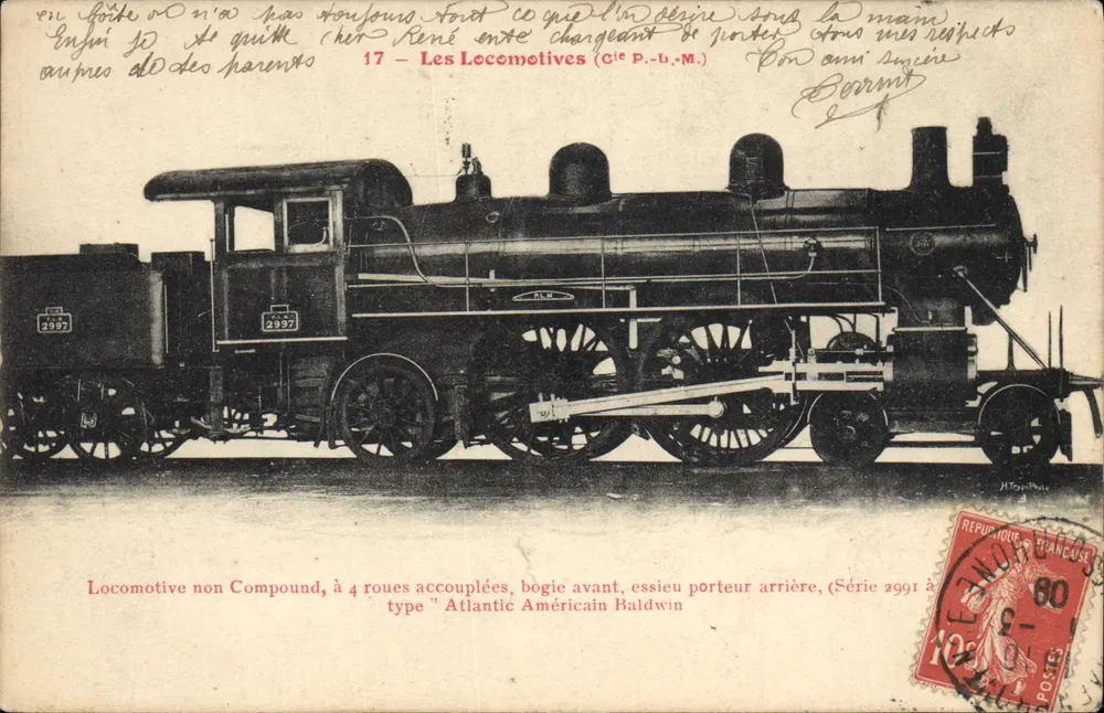 Nicht-Compound-Lokomotive — Serie 2997 — Gesellschaft P.-L.-M. - Vorderseite