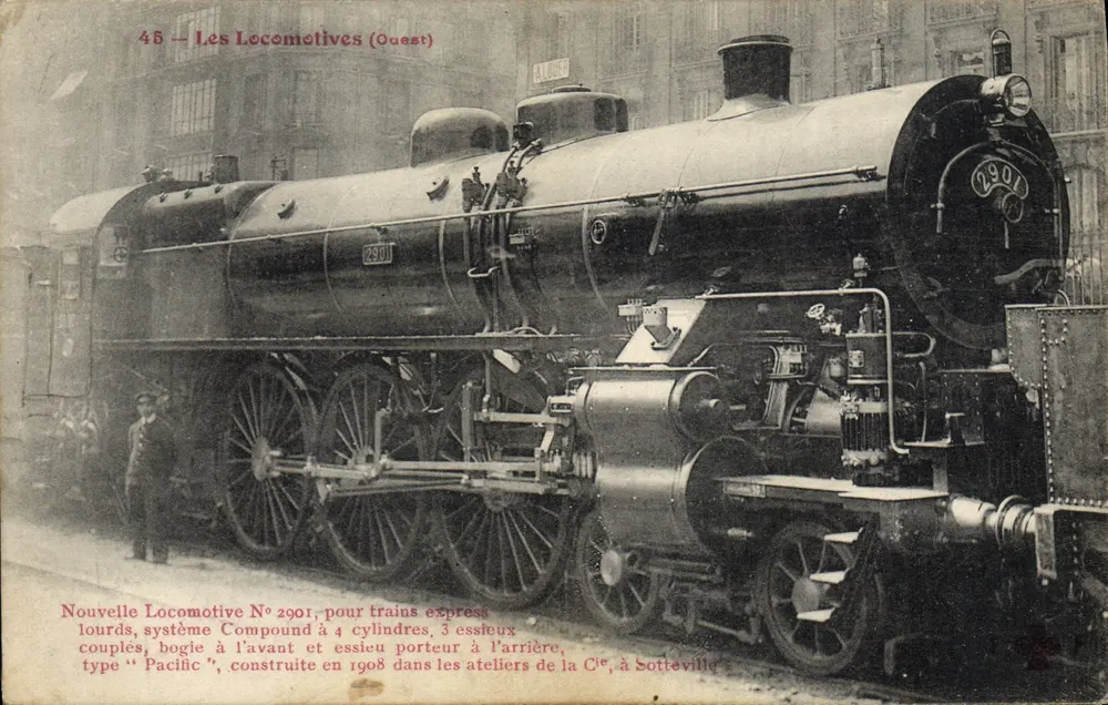 Dampflokomotive n°2901 — Typ Pacific — Werkstätten der Cie in Sotteville - Vorderseite