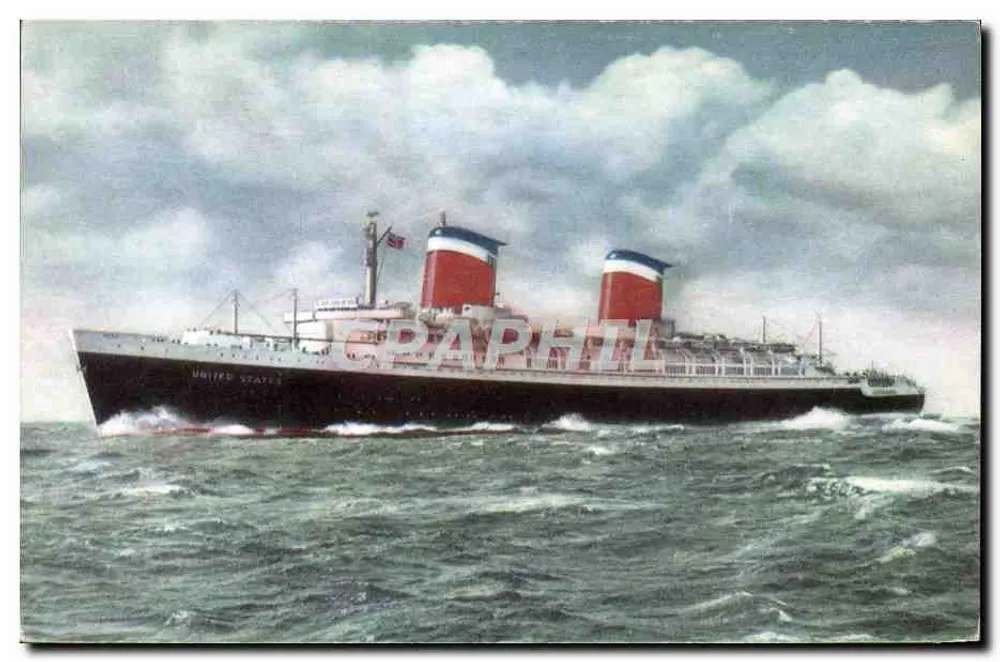 S.S. UNITED STATES — Flaggschiff der United States Lines — Verlag Steelograph Inc., New York - Vorderseite