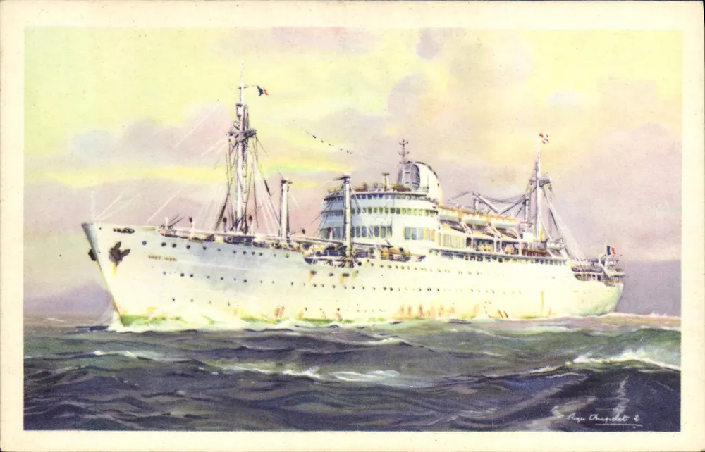 O Paquebot "VIET-NAM" — Compagnie des Messageries Maritimes — ilustração de Roger Chapelot - Frente