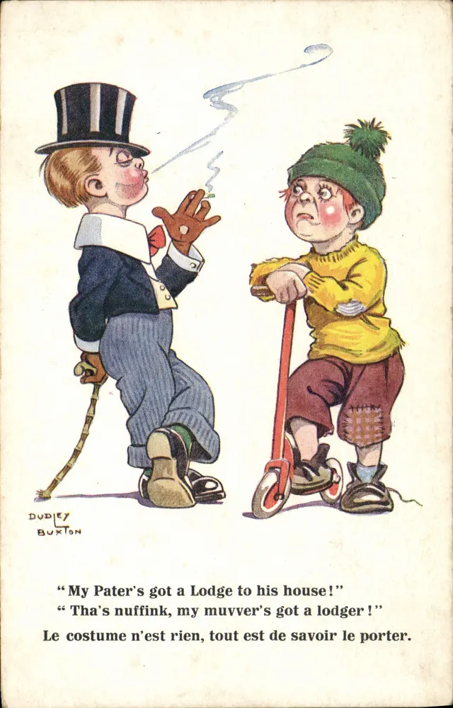 Zwei Kinder — humoristische Karikatur — Inter-Art Co. Serie 8147 - Vorderseite