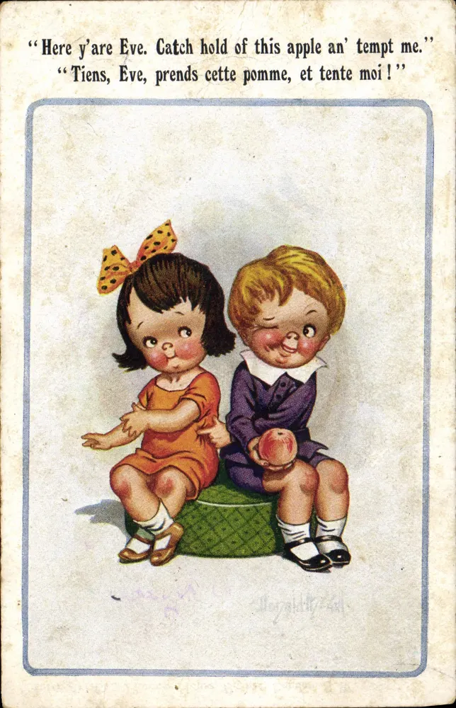 Adam und Eva — biblische Szene — Inter-Art Co. 'COMIQUE' Serie n°5480 - Vorderseite