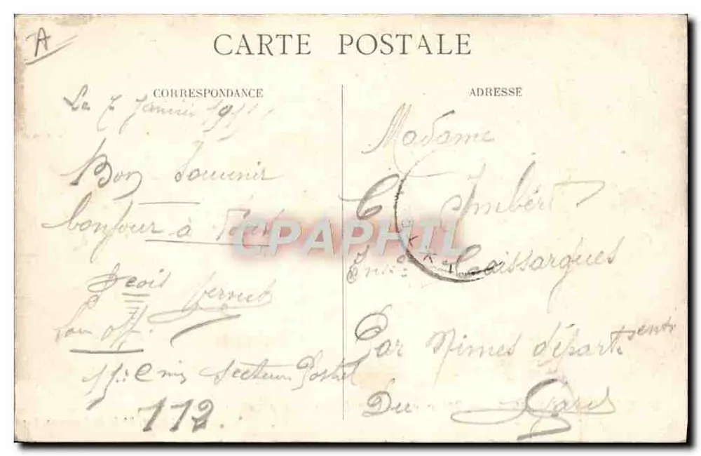 Krieg 1914 — Aufstellung unseres '75' — G. Mathière, Verlag, 34 R. de Charonne, Paris - Rückseite