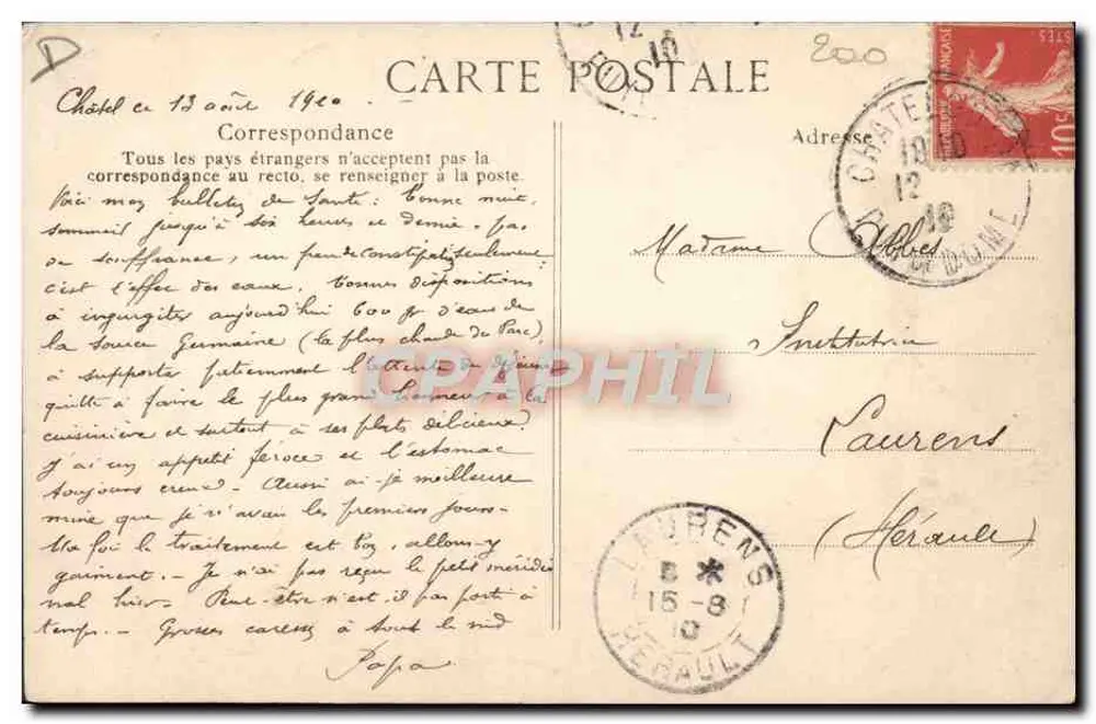 Bäuerinnen aus der Auvergne — Die pittoreske Auvergne — Verlag V.D.C. Nr. 3815 - Rückseite