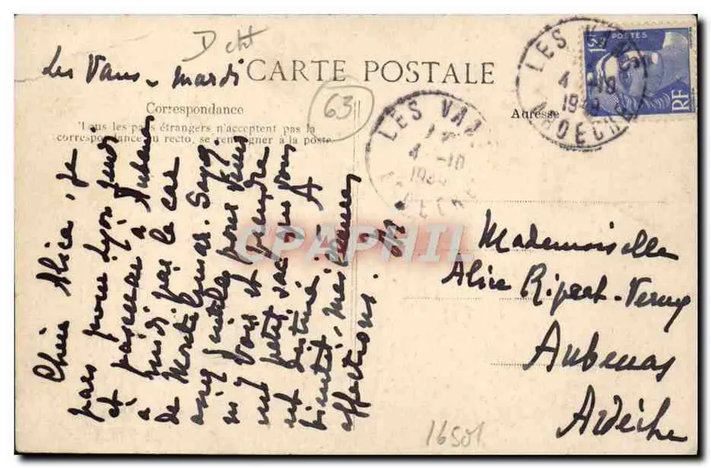 A Auvergne pitoresca — Ferragem de uma parelha de bois — EFD, n° 4464 - Verso
