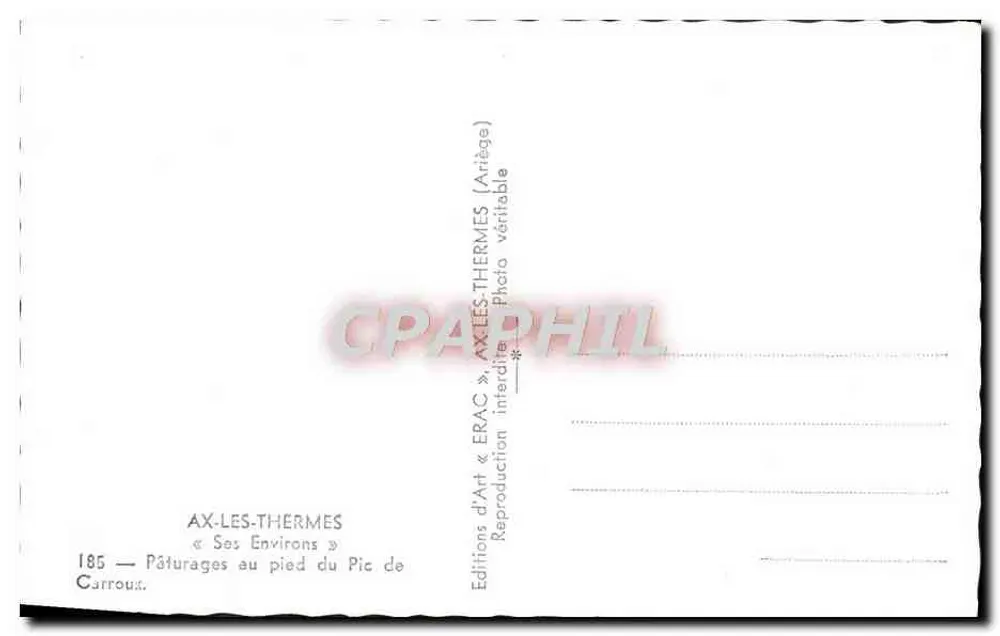 Ax-les-Thermes — Weiden am Fuße des Pic de Carroux — Verlag ERAC, Nr. 185 - Rückseite