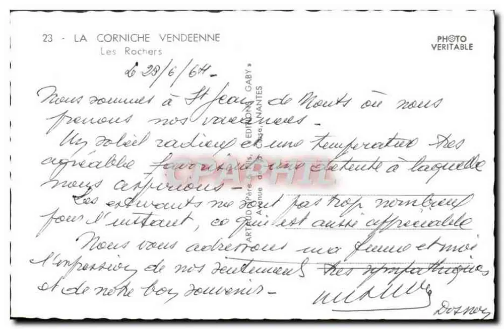 A Corniche Vendéenne — Os Rochos — Edição Gaby - Verso