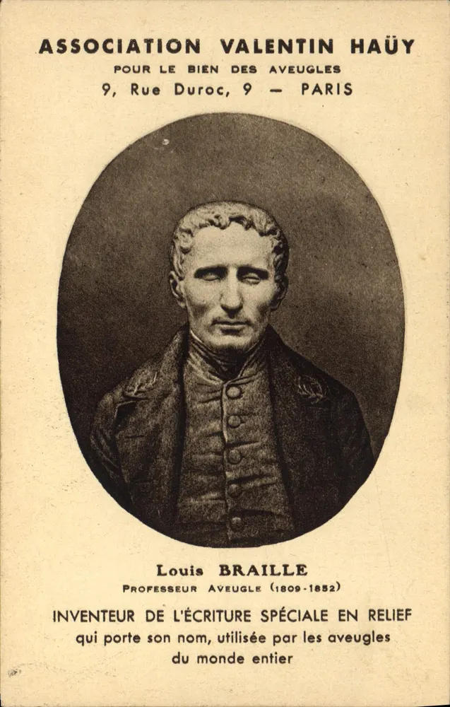 Louis Braille — Erfinder der Relief-Schrift — Association Valentin Haüy, Paris - Vorderseite