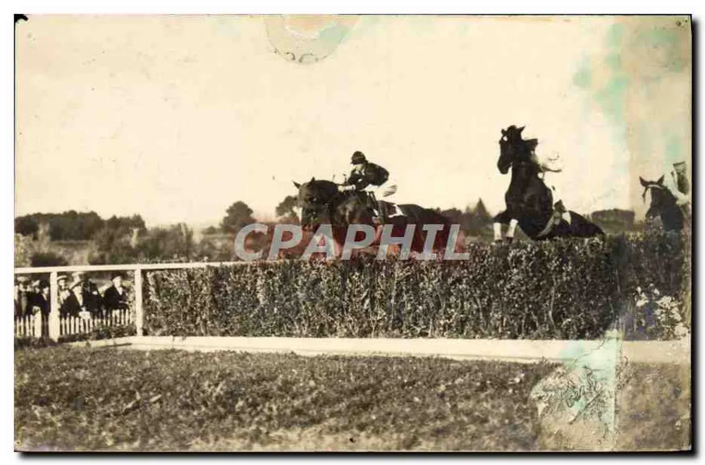 Corrida de cavalos — salto de obstáculos — editor desconhecido, número de série não visível - Frente