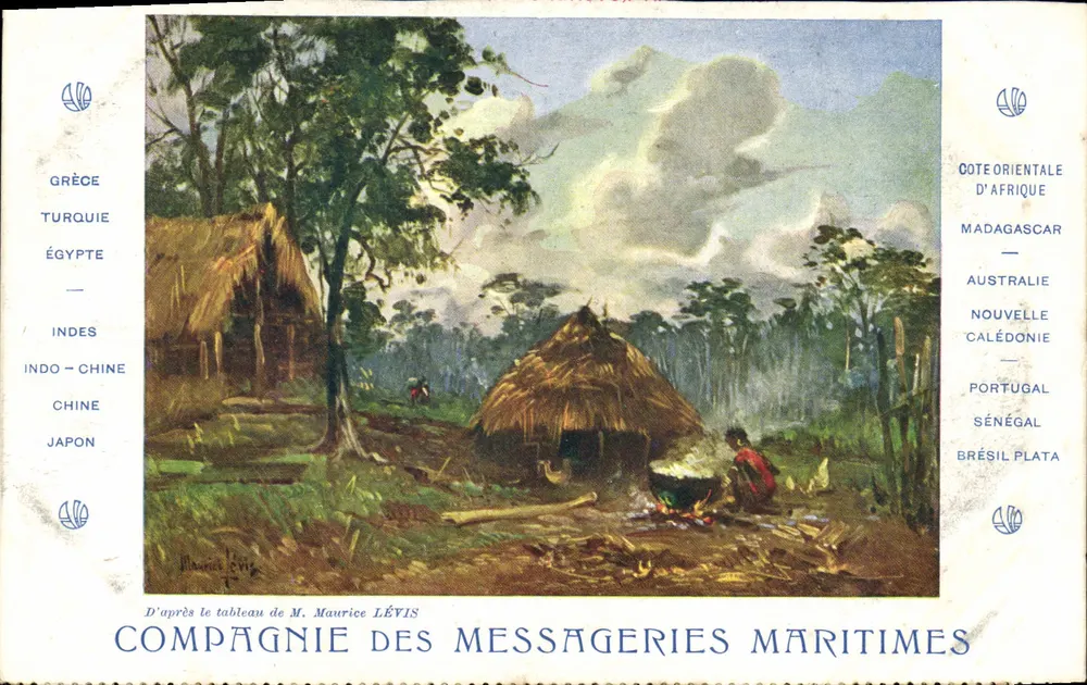 Szene des Lebens in einem tropischen Wald — Nach dem Gemälde von Maurice Lévis — Compagnie des Messageries Maritimes - Vorderseite