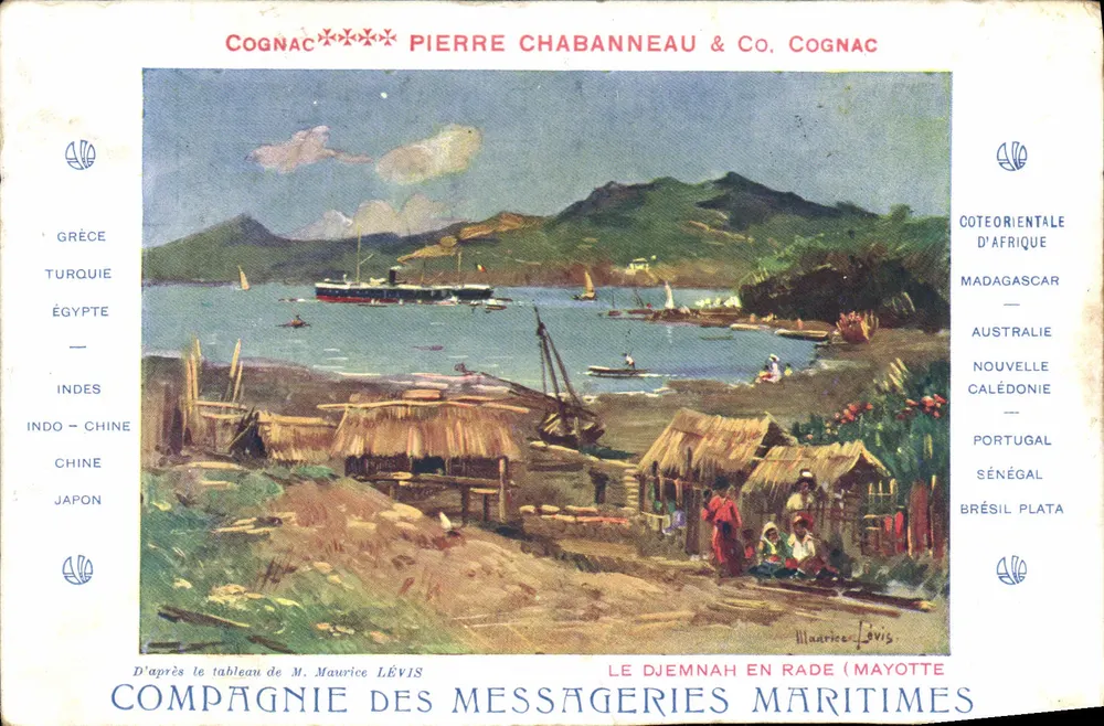 Le Djemnah im Hafen (Mayotte) — Compagnie des Messageries Maritimes — Verleger Pierre Chabanneau & Co. Cognac - Vorderseite