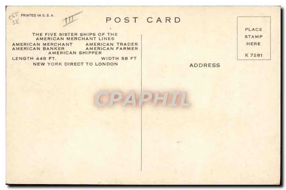 American Merchant Lines — American Merchant — editor K 7281 - Verso