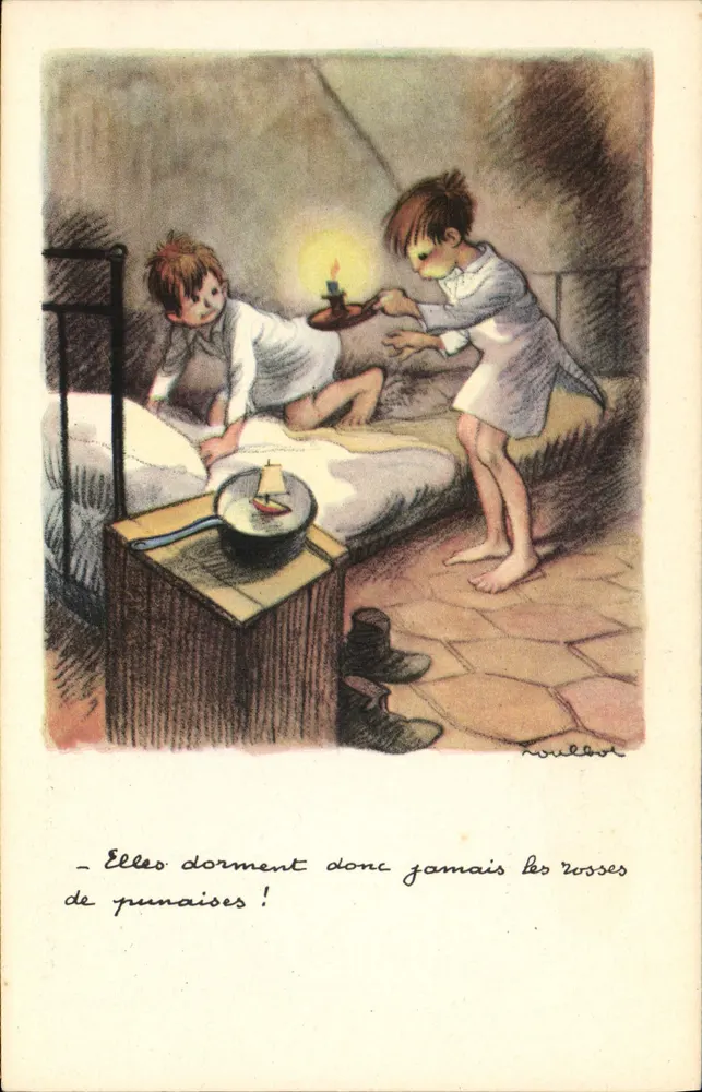 Kinder in einem Zimmer — humorvoller Szene — Nationale Liga gegen Slums, Paris - Vorderseite