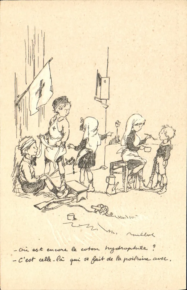 Klassenzimmer mit Kindern — humorvoller Zeichnung — Verleger Poulbot n°34-A - Vorderseite