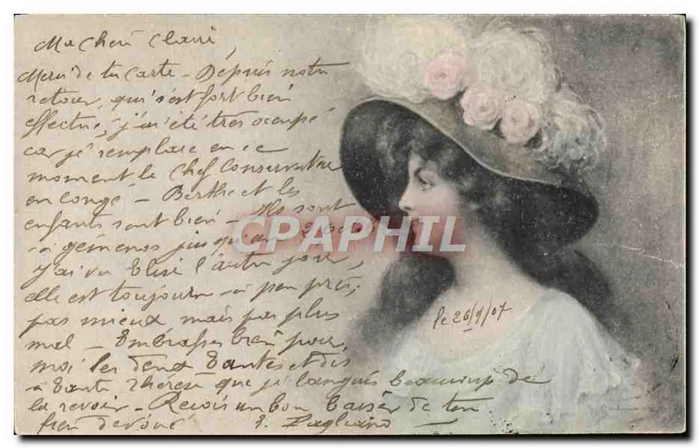 Junge Frau in Blumenhut — Portrait — Verlag unbekannt - Vorderseite