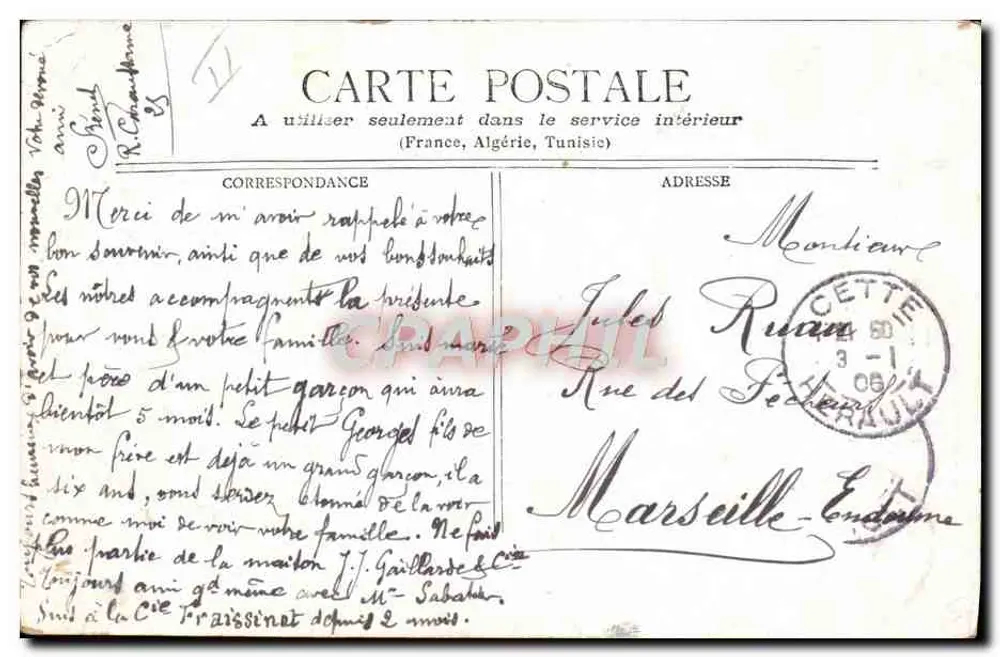Junge Frau — Neues Jahr 1906 — M.J.S. - Rückseite