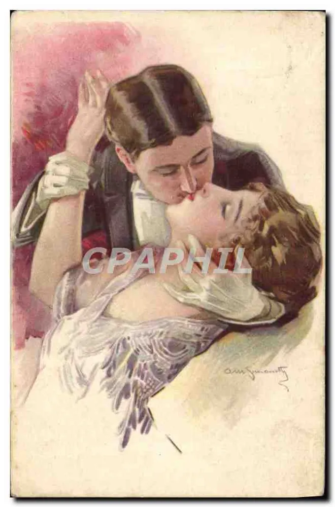 Ein Paar, das sich umarmt — Illustration von Amy Juniont — anonymer Verleger, Nr. 236-3 - Vorderseite
