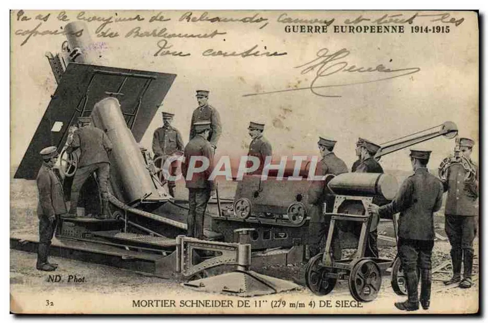 Morteiros Schneider de 11" de assalto — Guerra europeia 1914-1915 — ND Fot. n°32 - Frente