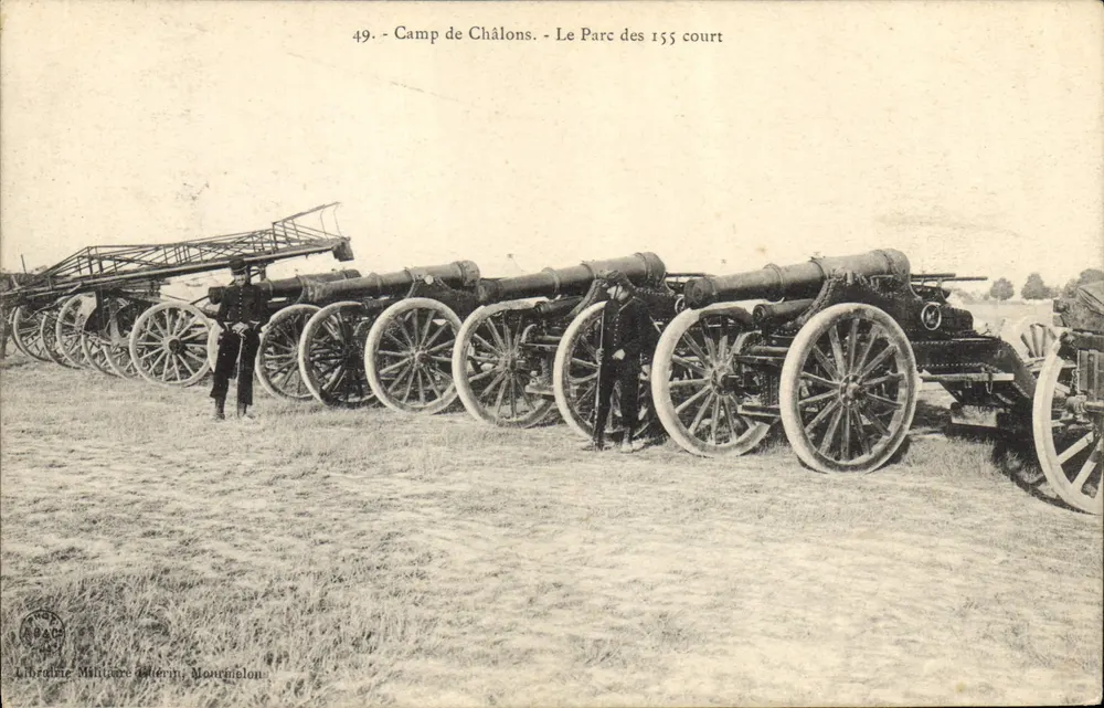 Camp de Châlons — Le Parc des 155 court — Imprimerie Militaire Gérin, Mourmelon - Vorderseite