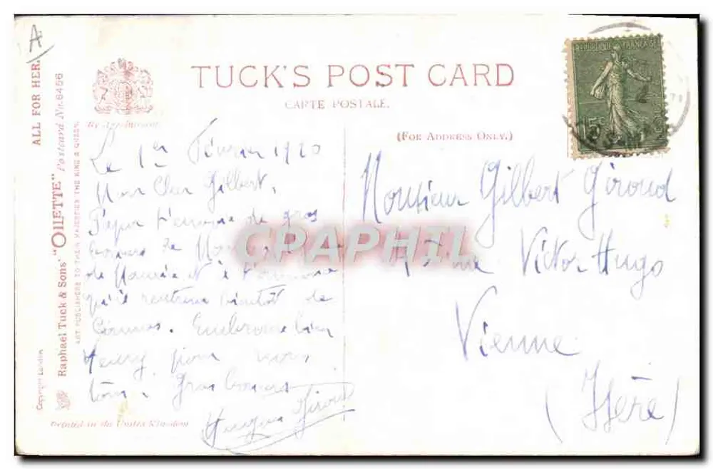 Schlafender Säugling — 'Wecke mich nicht, es ist ein Traum!' — Tuck's Post Card N°8468 - Rückseite
