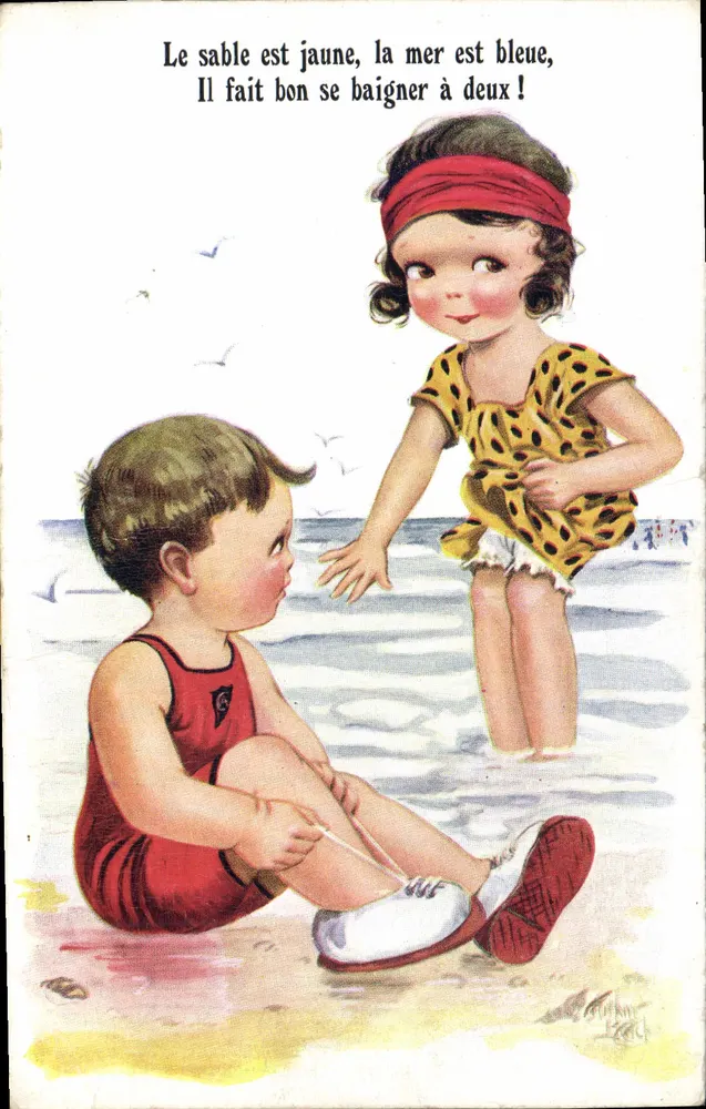 Enfants à la plage — scène de bain — éditeur 'Comique Art Co.' n°4392 - Vorderseite