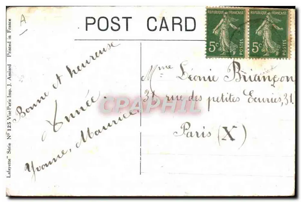 Frau und Kind mit Hüten — Pich — Serie 'Lafayette' N°125 - Rückseite