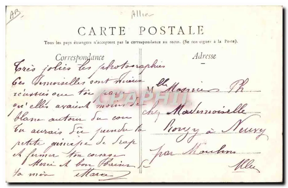 Bäuerin aus der Gegend von Montluçon — (Cliché Auclair) — Librairie Chaumont, Montluçon, Nr. 205 - Rückseite