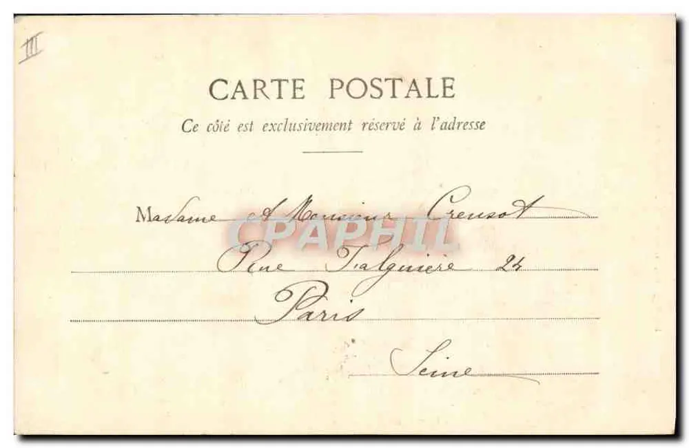 La Bourrée d'Auvergne — cena de dança tradicional — Lib. Bôuge-Béal, 24, Rue de l'Écu, Clermont-Ferrand, n°313 - Verso