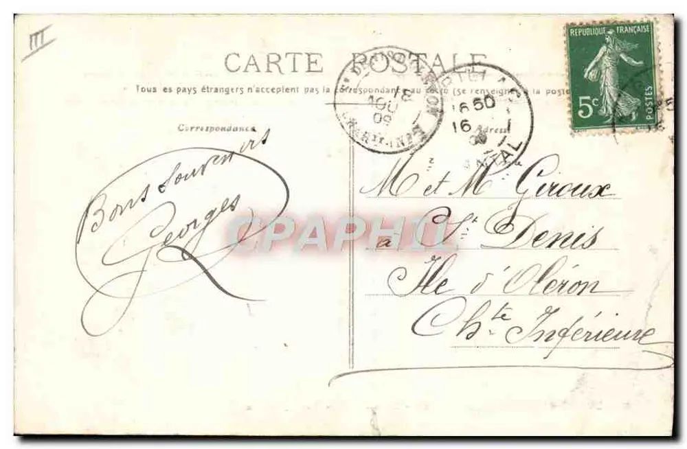 En Auvergne — Nos Jeunes Villageoises — série 96, éditeur A. V. (logo visible) - Verso