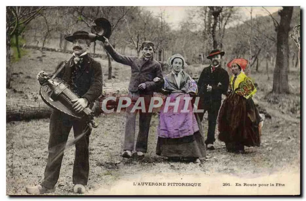 Pittoreske Auvergne — Auf dem Weg zur Feier — Serie 291, Verlag V. Alain, Paris - Vorderseite