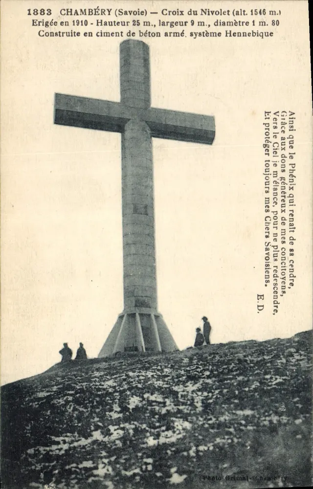 Cruz do Nivolet (Savoie) — Cruz do Nivolet (alt. 1546 m.) — Foto Grimal, Chambéry - Frente