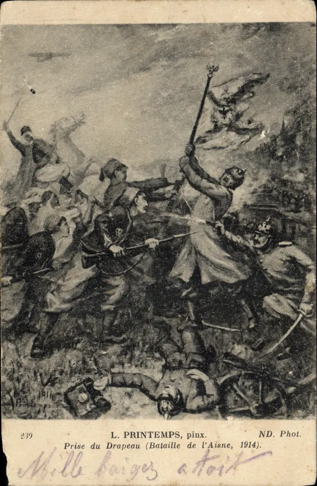 Toma de la Bandera (Batalla de la Aisne, 1914) — L. Printemps, pinx. ND. Fot. n°239 - Anverso