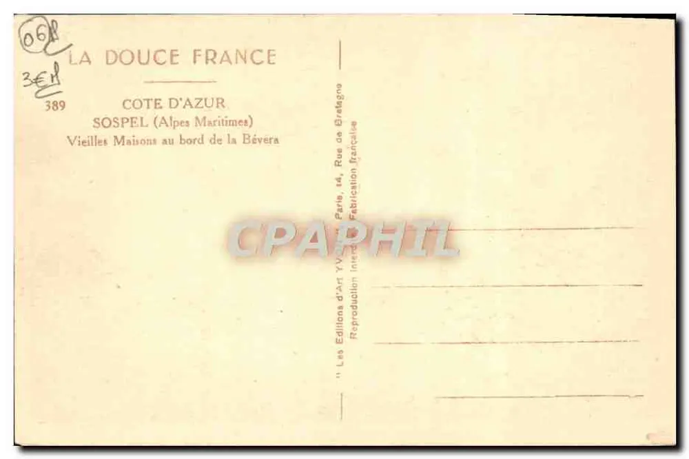 Sospel (Alpes-Maritimes) — Alte Häuser am Ufer der Bévera — Les Editions d'Art Yvonne, Paris - Rückseite