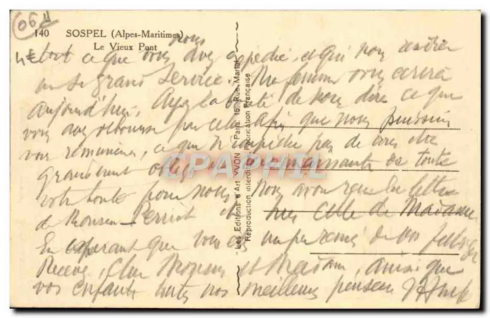 Sospel (Alpes-Maritimes) — O Velho Ponte — As Edições Art VVON Paris - Verso