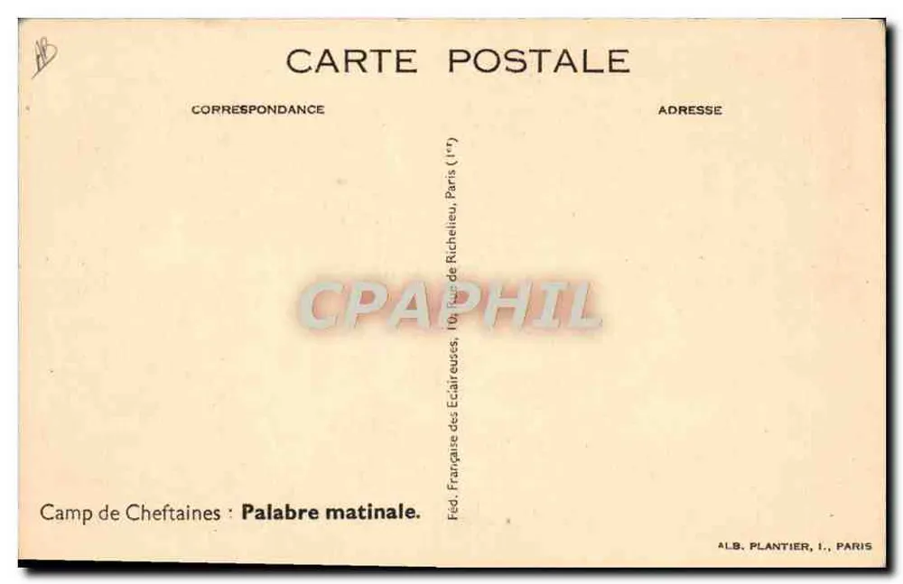 Camp de Cheftaines – Morgenpalaver – ALB. PLANTIER, PARIS - Rückseite
